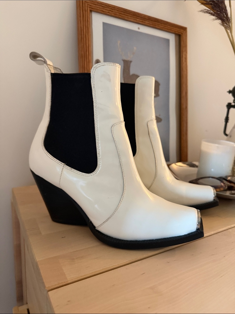 Jeffery Campbell Chelsea-Inspired Women's Ankle Boots in Cream